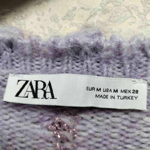 ザラ ZARA ラメケーブルクロップドニット レディース  M