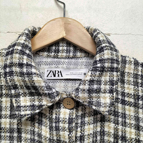 ザラ ZARA ツイードチェックジャケット レディース  S
