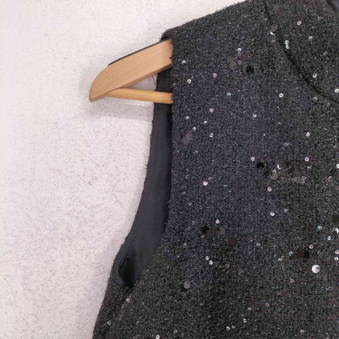 ザラ ZARA ラメスパンコールノースリーブワンピース レディース M