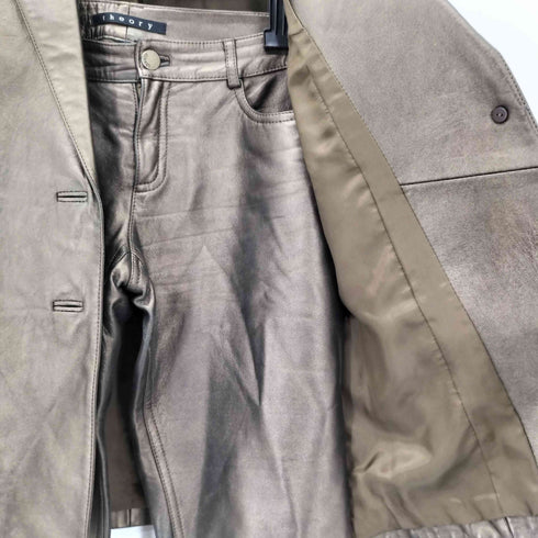 セオリー theory Lamb ラムレザー 2Bシングルジャケット フレアパンツ ラメデザイン スーツ セットアップ レディース 2