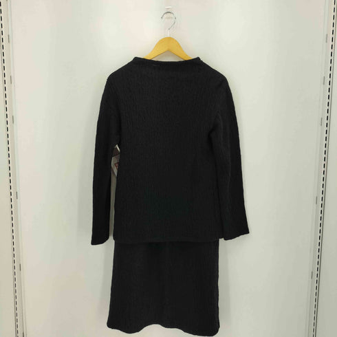 プランテーション Plantation シワ加工デザイン ウール クルーネック ニット スカート セットアップ レディース M