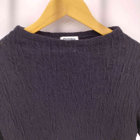 プランテーション Plantation シワ加工デザイン ウール クルーネック ニット スカート セットアップ レディース M