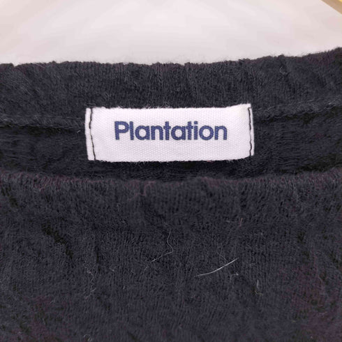 プランテーション Plantation シワ加工デザイン ウール クルーネック ニット スカート セットアップ レディース M