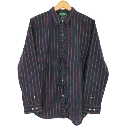 ラルフローレン RALPH LAUREN ストライプフリルシャツ レディース import:L