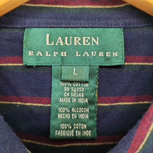 ラルフローレン RALPH LAUREN ストライプフリルシャツ レディース import:L