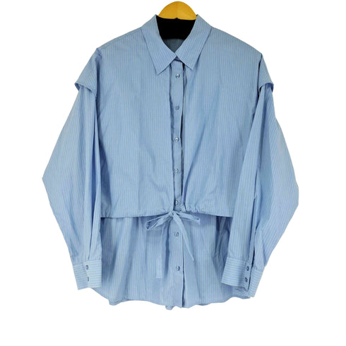 ケイビーエフ KBF レイヤードデザイン ストライプ シャツ レディース