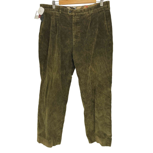 バーバリーロンドン BURBERRY LONDON スペイン製 エクストリアン ナイト ホース刺繍 ジップフライ 1タック 太畝 コーデュロイ テーパード パンツ メンズ EUR:50