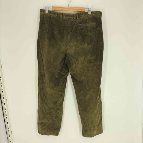 バーバリーロンドン BURBERRY LONDON スペイン製 エクストリアン ナイト ホース刺繍 ジップフライ 1タック 太畝 コーデュロイ テーパード パンツ メンズ EUR:50