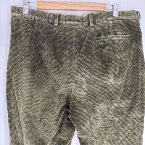 バーバリーロンドン BURBERRY LONDON スペイン製 エクストリアン ナイト ホース刺繍 ジップフライ 1タック 太畝 コーデュロイ テーパード パンツ メンズ EUR:50