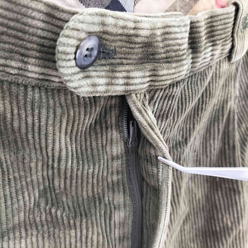 バーバリーロンドン BURBERRY LONDON スペイン製 エクストリアン ナイト ホース刺繍 ジップフライ 1タック 太畝 コーデュロイ テーパード パンツ メンズ EUR:50