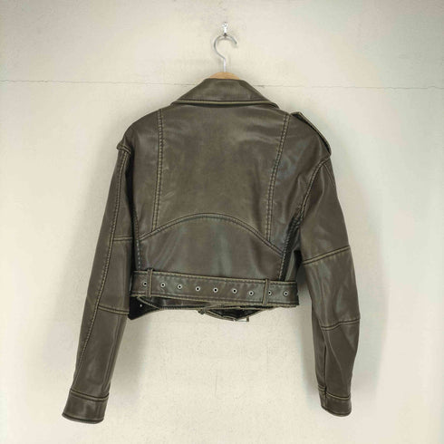 ザラ ZARA USED加工 フェイクレザーライダースジャケット レディース S