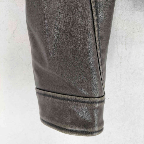 ザラ ZARA USED加工 フェイクレザーライダースジャケット レディース S