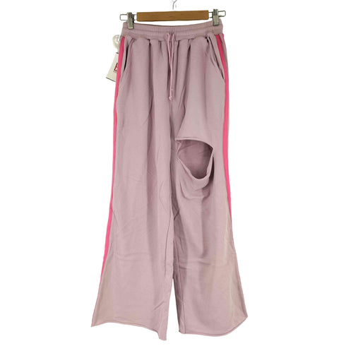 ダメージ加工 ワイドスウェットパンツ レディース FREE