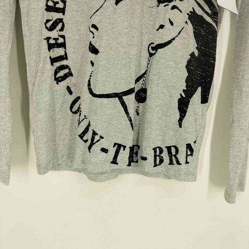 ディーゼル DIESEL 90-00S スパンコール モヒカンロゴ 刺繍 Vネック L/S カットソー ロンT Y2K メンズ import:S