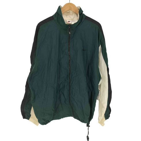 ナイキ NIKE 90-00S 白タグ スウッシュ ロゴ刺繍 ドローコード スタンドネック ナイロン ジャケット メンズ import:XL