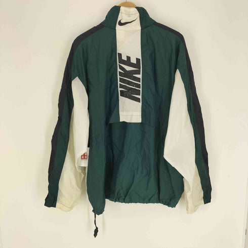 ナイキ NIKE 90-00S 白タグ スウッシュ ロゴ刺繍 ドローコード スタンドネック ナイロン ジャケット メンズ import:XL