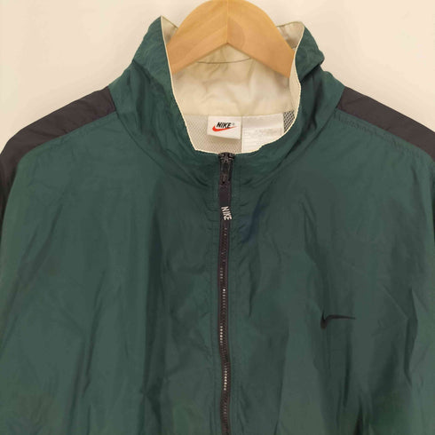 ナイキ NIKE 90-00S 白タグ スウッシュ ロゴ刺繍 ドローコード スタンドネック ナイロン ジャケット メンズ import:XL