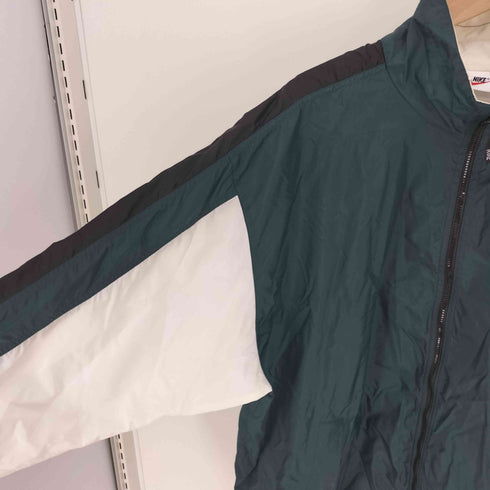 ナイキ NIKE 90-00S 白タグ スウッシュ ロゴ刺繍 ドローコード スタンドネック ナイロン ジャケット メンズ import:XL