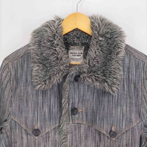 ニコルクラブフォーメン NICOLE CLUB FOR MEN 00S 総裏フェイクファー ミドル丈 デニム ジャケット Y2K V系 メンズ