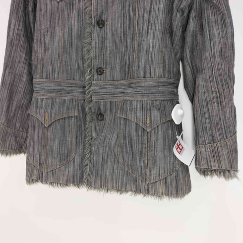 ニコルクラブフォーメン NICOLE CLUB FOR MEN 00S 総裏フェイクファー ミドル丈 デニム ジャケット Y2K V系 メンズ