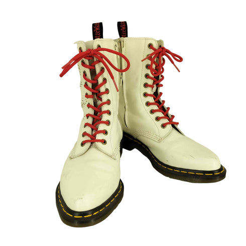 ドクターマーチン Dr.Martens スカルデザイン レースアップブーツ ハイカットレザーブーツ レディース US:7
