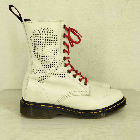ドクターマーチン Dr.Martens スカルデザイン レースアップブーツ ハイカットレザーブーツ レディース US:7
