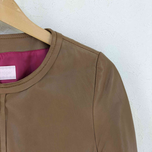 MIMI&ROGER ノーカラーレザージャケット レディース