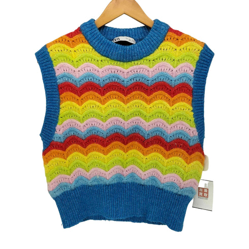 ザラ ZARA RAINBOW COLLAR KNIT VEST レインボー カラー ニット ベスト レディース import:L