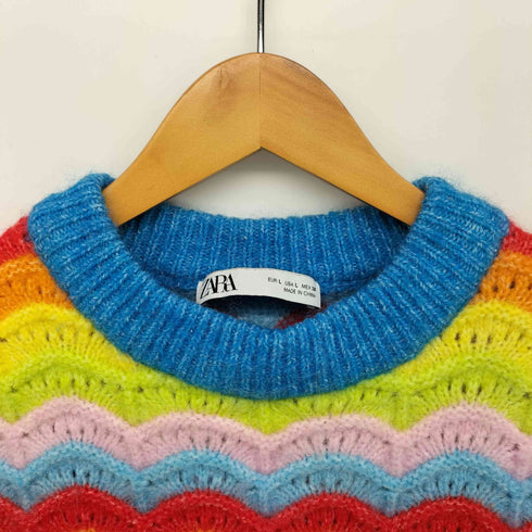 ザラ ZARA RAINBOW COLLAR KNIT VEST レインボー カラー ニット ベスト レディース import:L