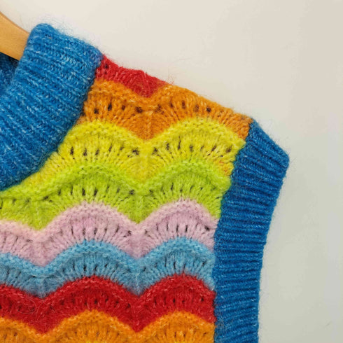 ザラ ZARA RAINBOW COLLAR KNIT VEST レインボー カラー ニット ベスト レディース import:L