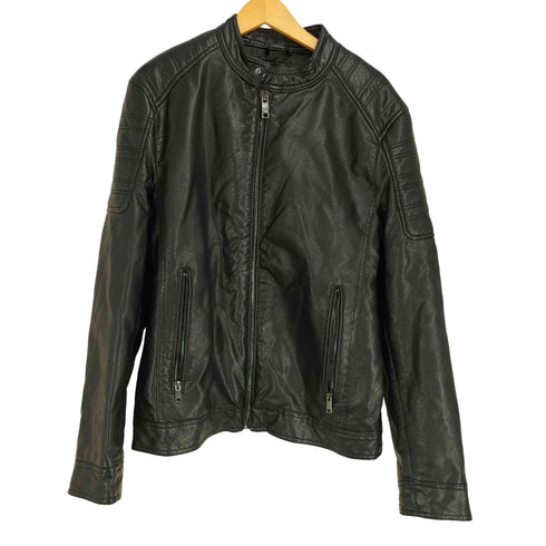 ザラ ZARA レザー シングル ライダース ジャケット メンズ import:M