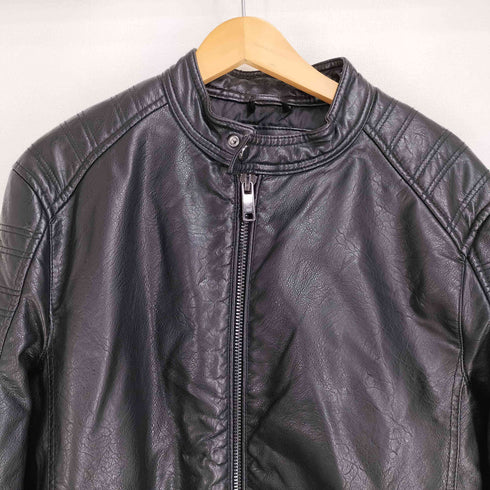 ザラ ZARA レザー シングル ライダース ジャケット メンズ import:M