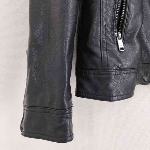 ザラ ZARA レザー シングル ライダース ジャケット メンズ import:M