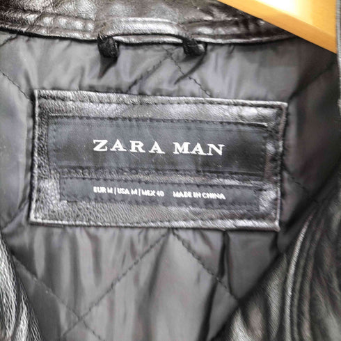 ザラ ZARA レザー シングル ライダース ジャケット メンズ import:M