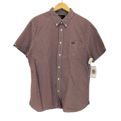 フレッドペリー FRED PERRY Japan Fit ロゴ刺繍 ギンガムチェック 半袖シャツ メンズ import:L