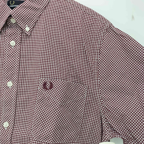 フレッドペリー FRED PERRY Japan Fit ロゴ刺繍 ギンガムチェック 半袖シャツ メンズ import:L