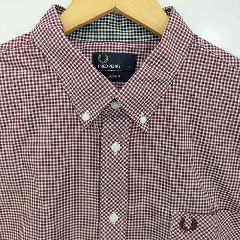 フレッドペリー FRED PERRY Japan Fit ロゴ刺繍 ギンガムチェック 半袖シャツ メンズ import:L