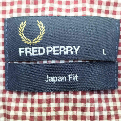 フレッドペリー FRED PERRY Japan Fit ロゴ刺繍 ギンガムチェック 半袖シャツ メンズ import:L