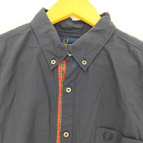 フレッドペリー FRED PERRY ロゴ刺繍 チェック切替 半袖 ボタンダウンシャツ メンズ JPN:L