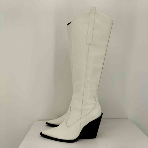 ザラ ZARA ポインテッド トゥ レザー ロングブーツ レディース JPN:24
