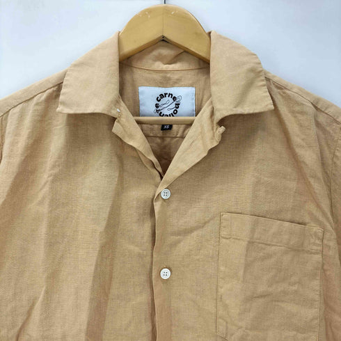 カルネボレンテ Carne Bollente 綿麻生地 コットン リネン バック ステッチ 刺繍 S/S オープンカラー シャツ メンズ import:XS