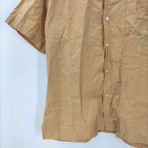 カルネボレンテ Carne Bollente 綿麻生地 コットン リネン バック ステッチ 刺繍 S/S オープンカラー シャツ メンズ import:XS