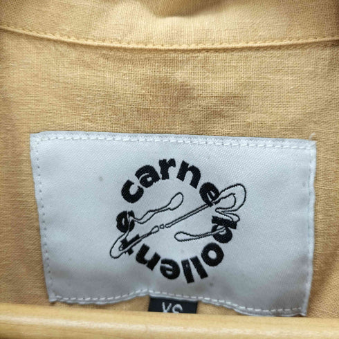 カルネボレンテ Carne Bollente 綿麻生地 コットン リネン バック ステッチ 刺繍 S/S オープンカラー シャツ メンズ import:XS