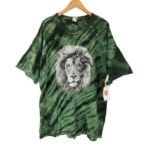 ギルダン GILDAN 00S 二枚タグ タイダイ 抜染 ライオン KING OF THE JUNGLE プリント S/S Tシャツ ビックサイズ メンズ XL