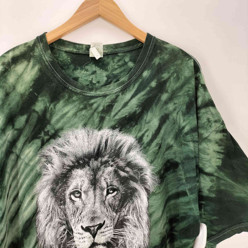 ギルダン GILDAN 00S 二枚タグ タイダイ 抜染 ライオン KING OF THE JUNGLE プリント S/S Tシャツ ビックサイズ メンズ  XL