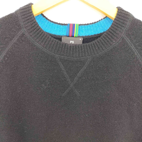 ピーエスポールスミス PS Paul Smith リブ配色切替 前Vガゼット ラグランスリーブ ウール クルーネックニット メンズ import:M