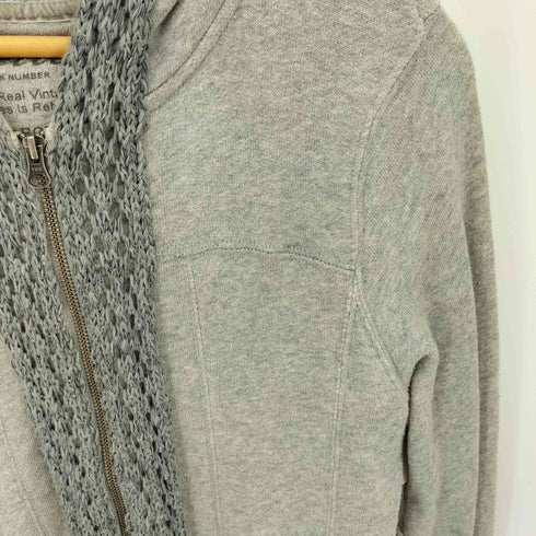 レターバックナンバー LETTER BACK NUMBER ニットドッキング ダブルジッパー スウェットパーカー Y2K メンズ import:L