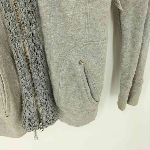 レターバックナンバー LETTER BACK NUMBER ニットドッキング ダブルジッパー スウェットパーカー Y2K メンズ import:L