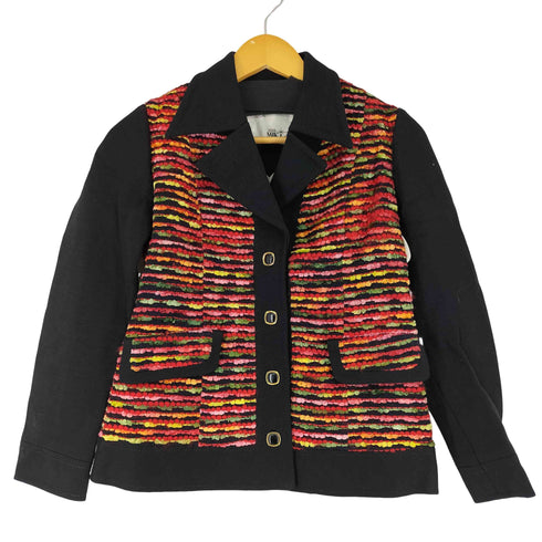 MODE MIKI デザインボーダー切り替えテーラードジャケット レディース