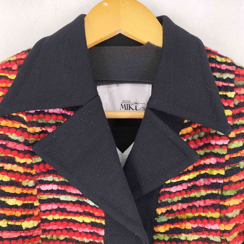 MODE MIKI デザインボーダー切り替えテーラードジャケット レディース